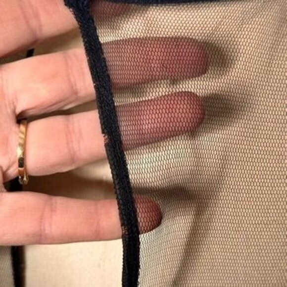 Stunning Black Mesh Sheer Prom Cocktail Dress Womens S Sequin Formal 90s Y2K - Picture 11 of 16